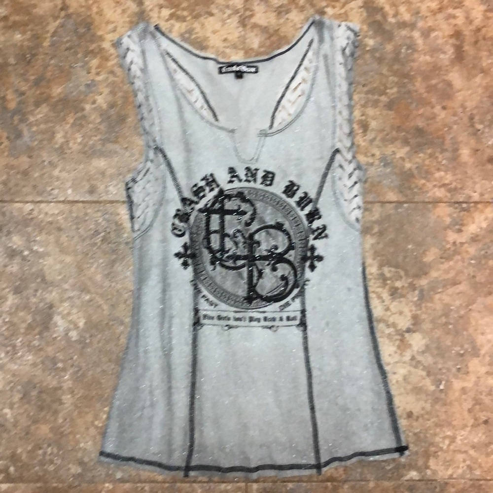 Sparkly Gray Crash and Burn Tank